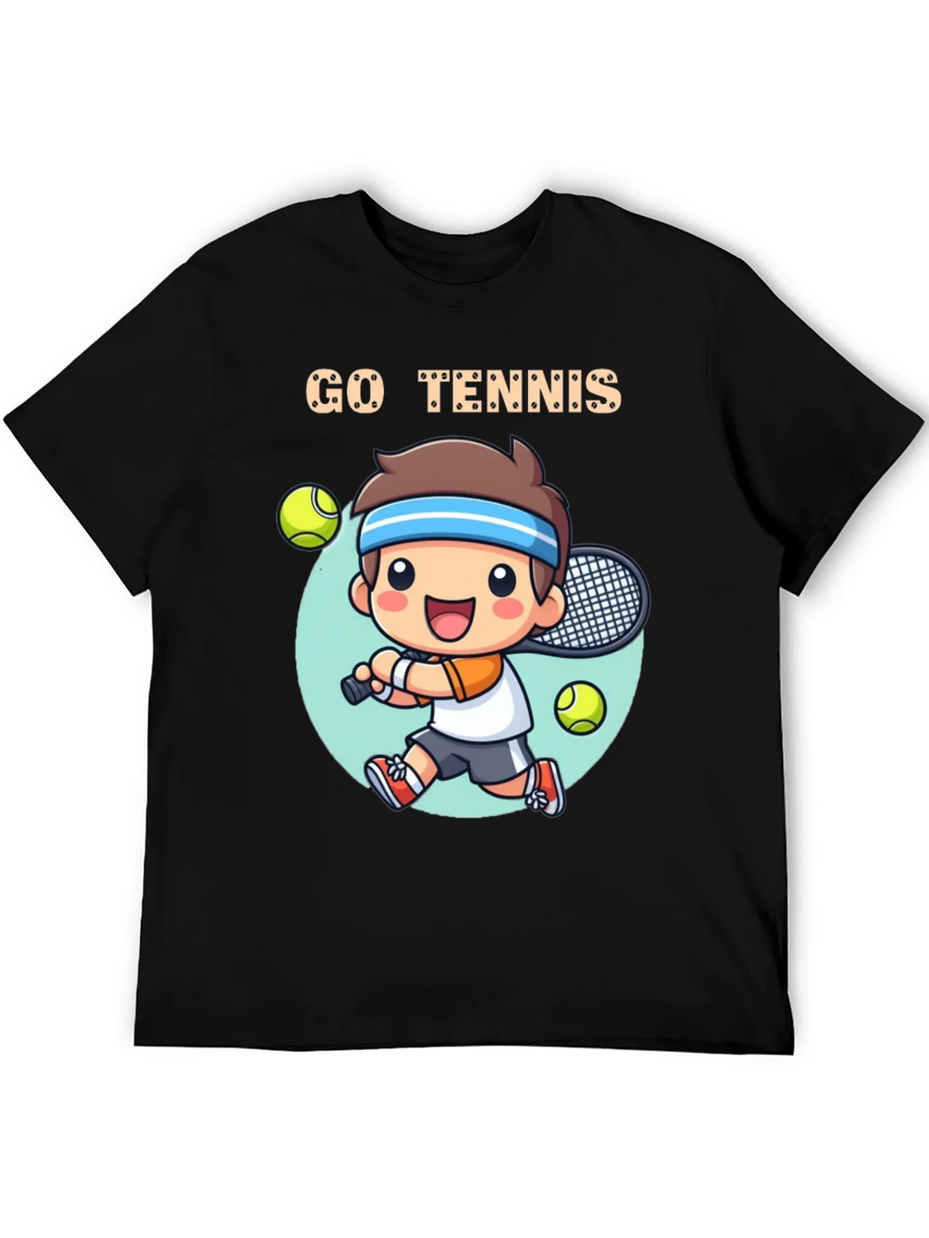 Go Tennis Cartoon T-Shirt - Sporty Graphic Tee