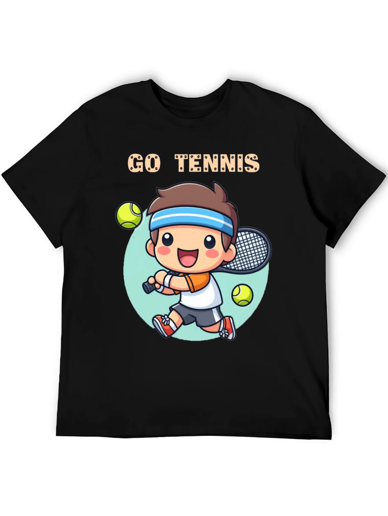 Go Tennis Cartoon T-Shirt - Sporty Graphic Tee