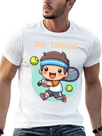 Go Tennis Cartoon T-Shirt - Sporty Graphic Tee