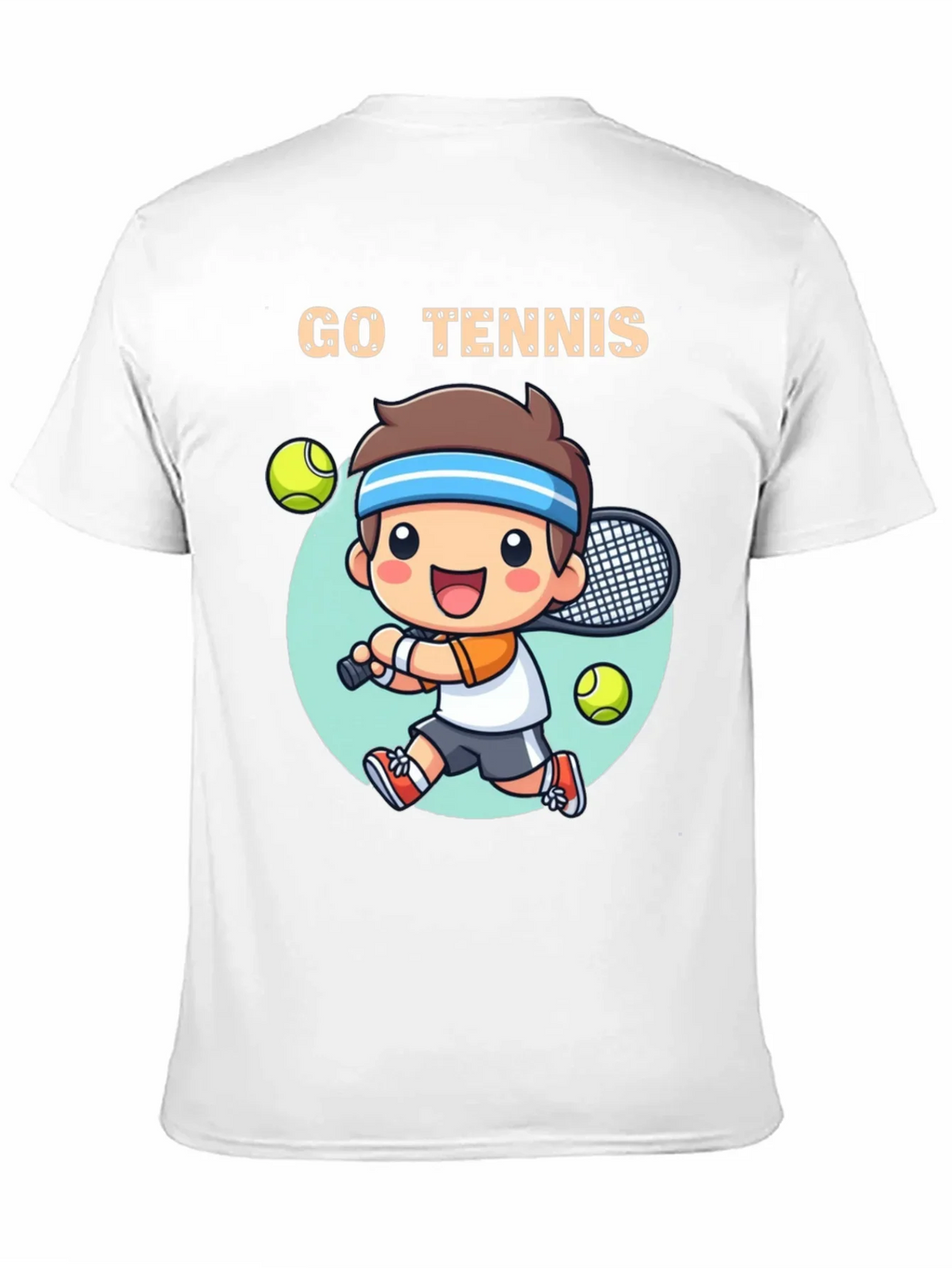 Go Tennis Cartoon T-Shirt - Sporty Graphic Tee