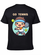 Go Tennis Cartoon T-Shirt - Sporty Graphic Tee
