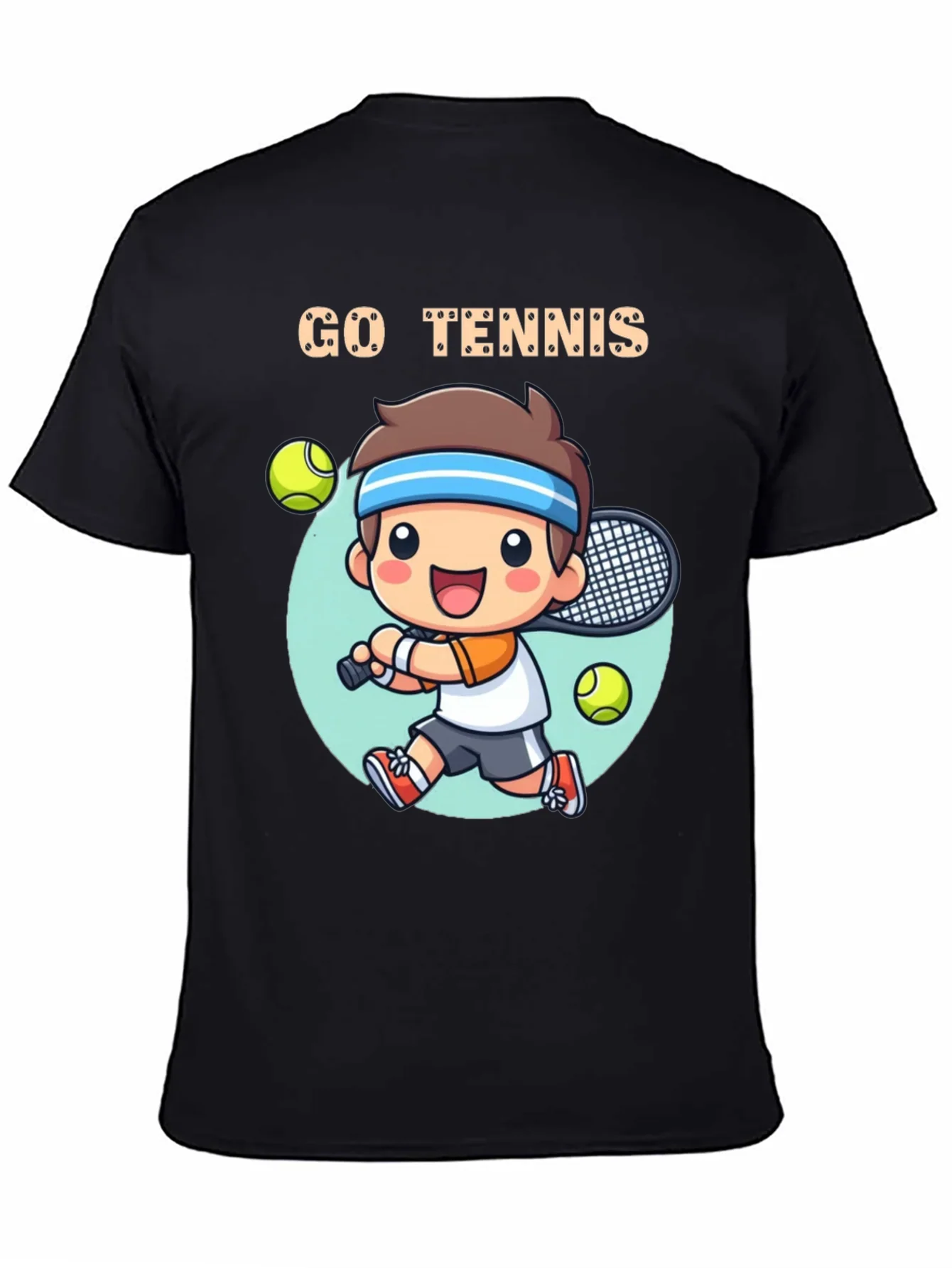 Go Tennis Cartoon T-Shirt - Sporty Graphic Tee