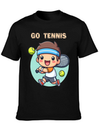 Go Tennis Cartoon T-Shirt - Sporty Graphic Tee