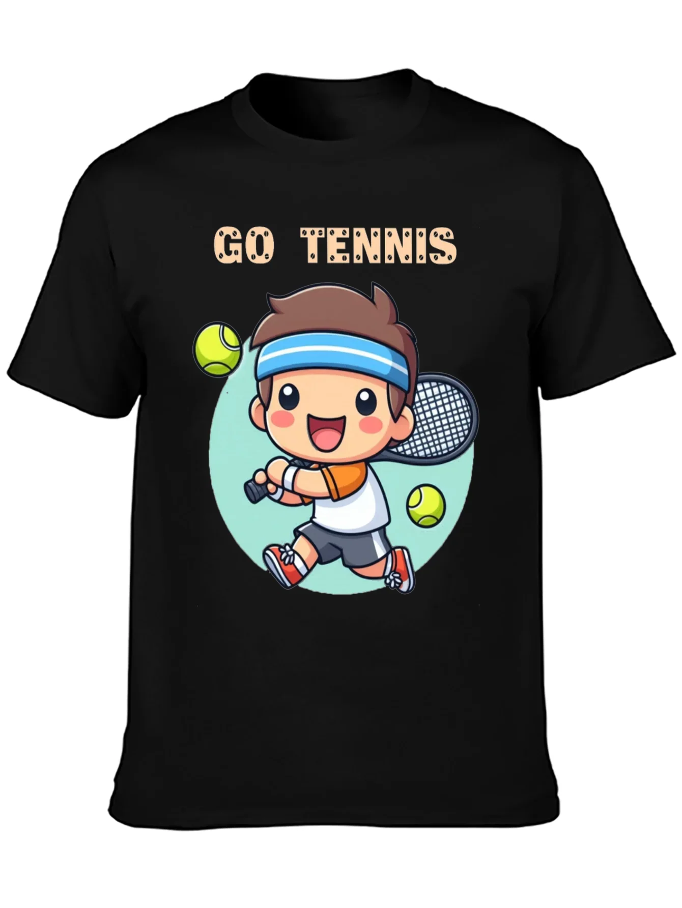 Go Tennis Cartoon T-Shirt - Sporty Graphic Tee