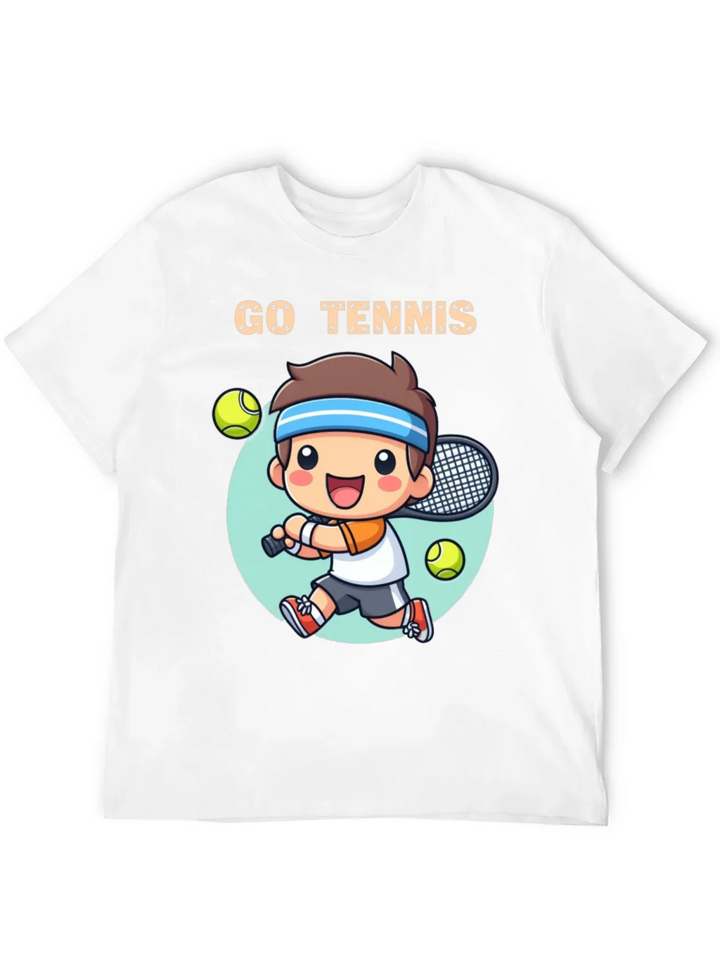 Go Tennis Cartoon T-Shirt - Sporty Graphic Tee