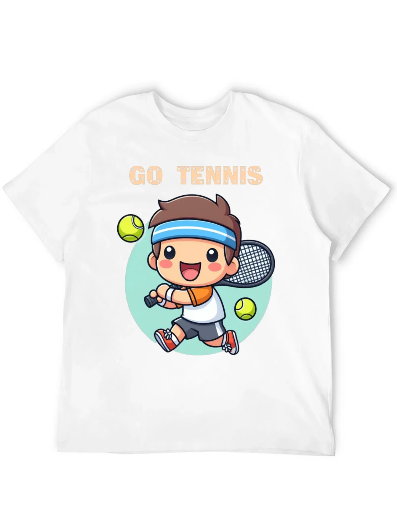 Go Tennis Cartoon T-Shirt - Sporty Graphic Tee