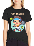 Go Tennis Cartoon T-Shirt - Sporty Graphic Tee