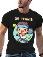 Go Tennis Cartoon T-Shirt - Sporty Graphic Tee