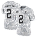 NO.Saints #2 Spencer Rattler Player Arctic Camo Salute to Service Limited Football Jerseys