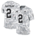 NO.Saints #2 Spencer Rattler Player Arctic Camo Salute to Service Limited Football Jerseys