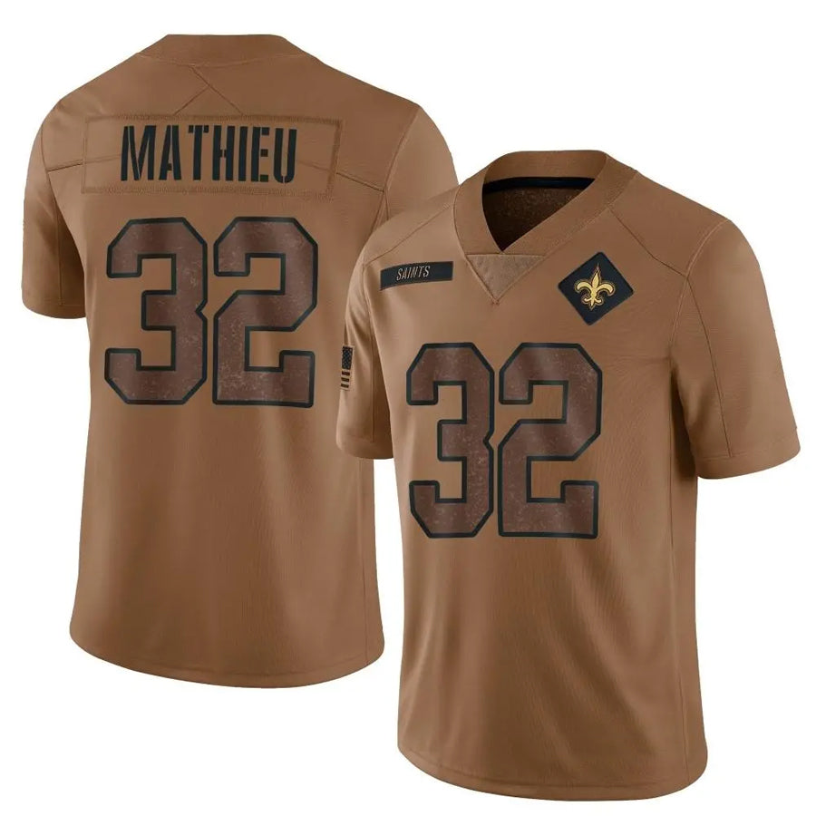 NO.Saints #32 Tyrann Mathieu Player Brown Salute To Service Limited Football Jerseys