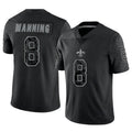 NO.Saints #8 Archie Manning Player Black RFLCTV Limited Football Jerseys