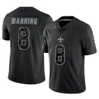 NO.Saints #8 Archie Manning Player Black RFLCTV Limited Football Jerseys