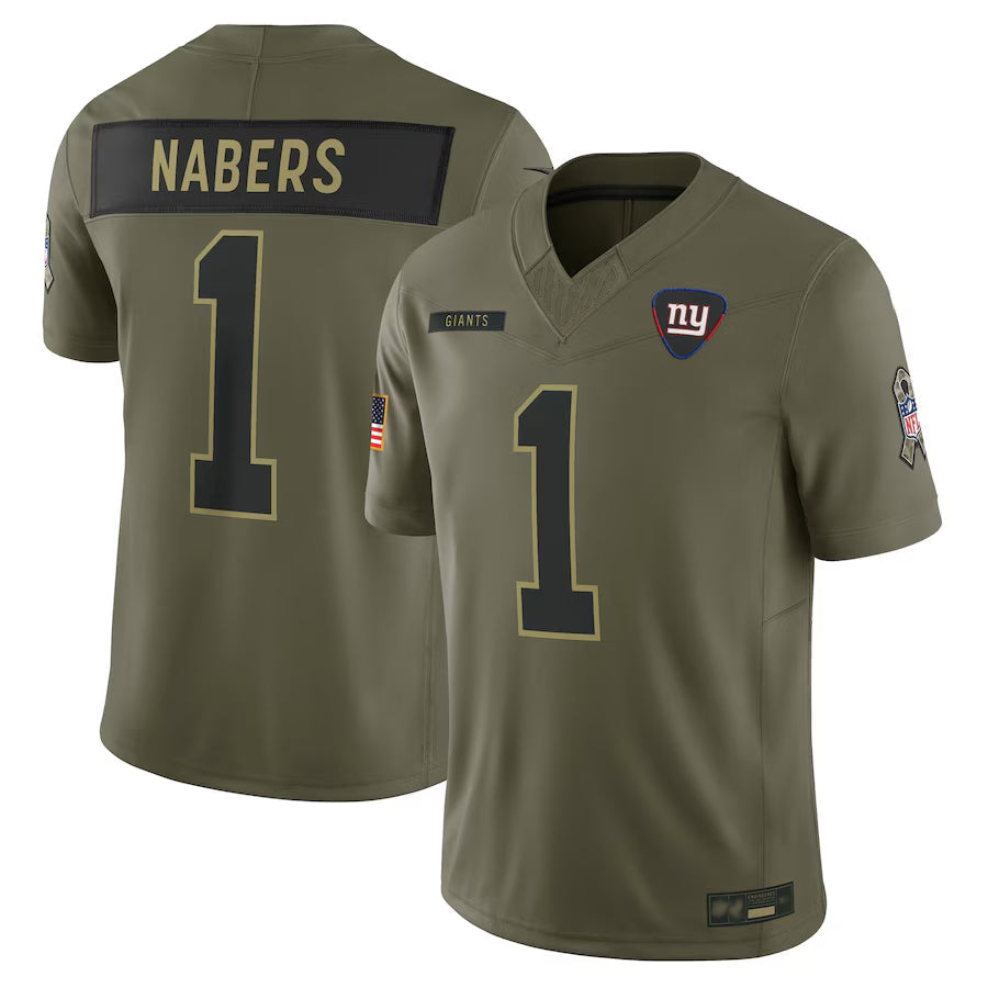 NY.Giants #1 Malik Nabers Player Olive Salute to Service Limited Football Jerseys