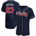 Atlanta Braves #23 David Justice Navy Alternate Jersey Stitches Baseball Jerseys