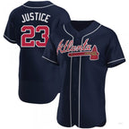 Atlanta Braves #23 David Justice Navy Alternate Jersey Stitches Baseball Jerseys