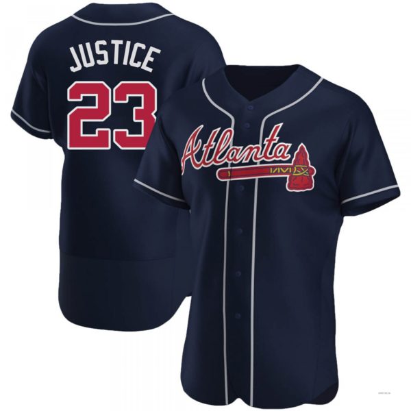 Atlanta Braves #23 David Justice Navy Alternate Jersey Stitches Baseball Jerseys