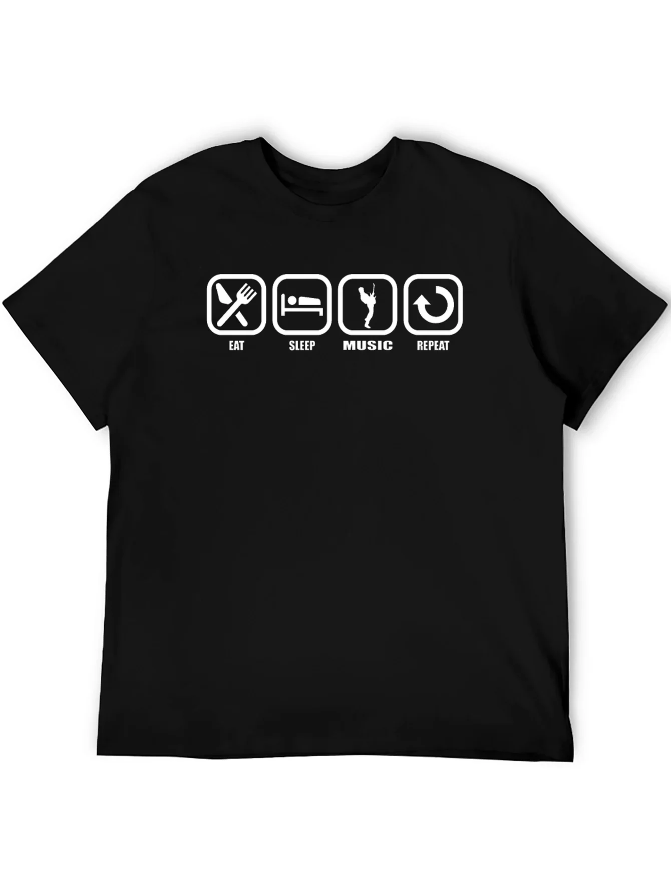 Eat Sleep Music Repeat Black T-Shirt