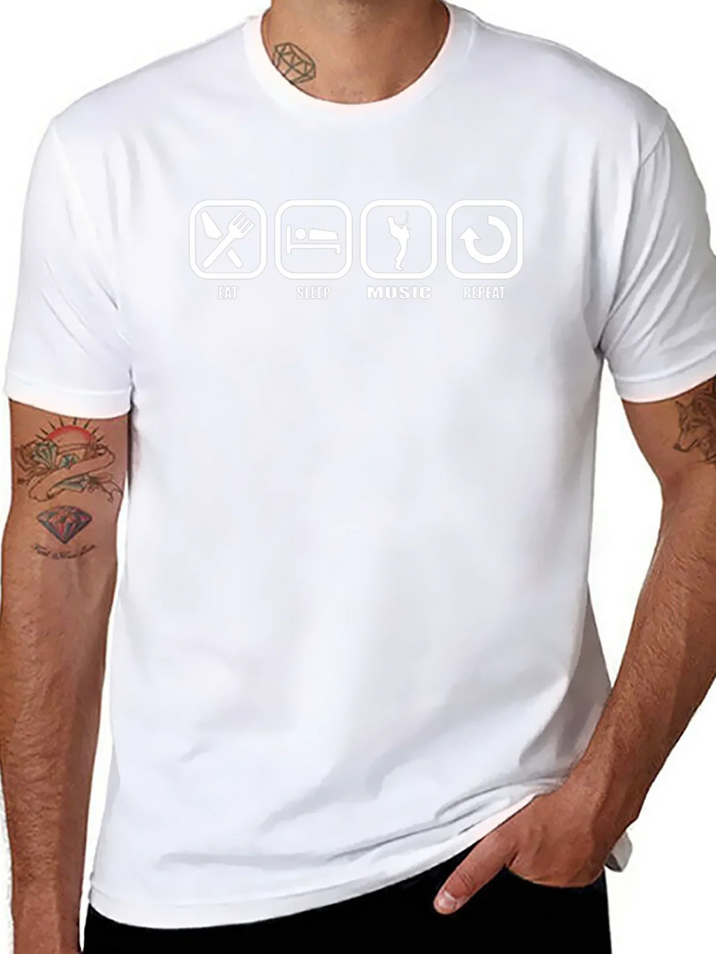 Eat Sleep Music Repeat Black T-Shirt
