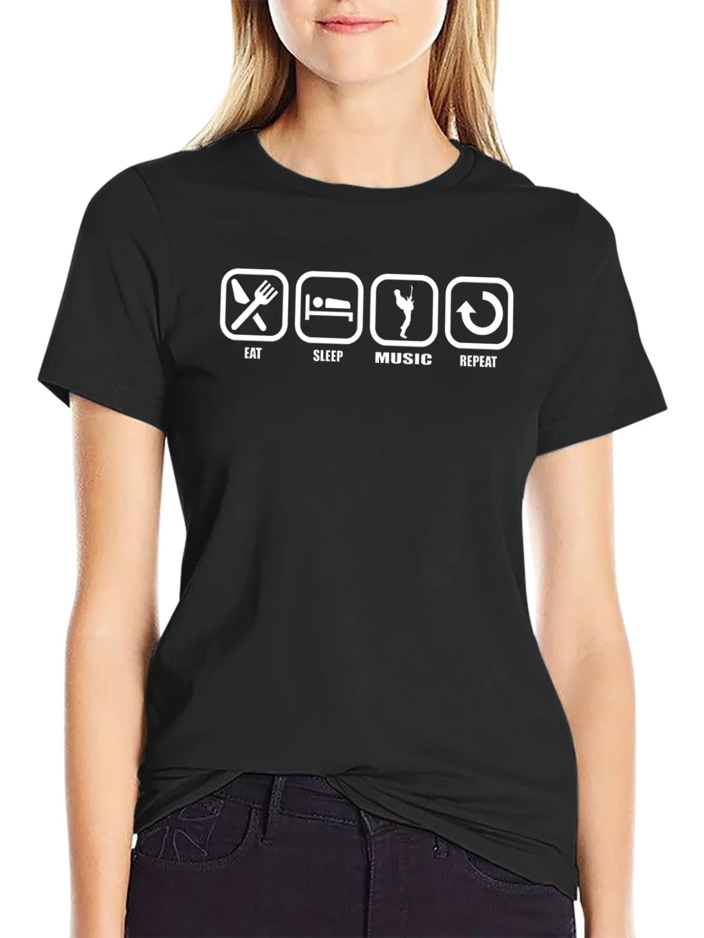 Eat Sleep Music Repeat Black T-Shirt