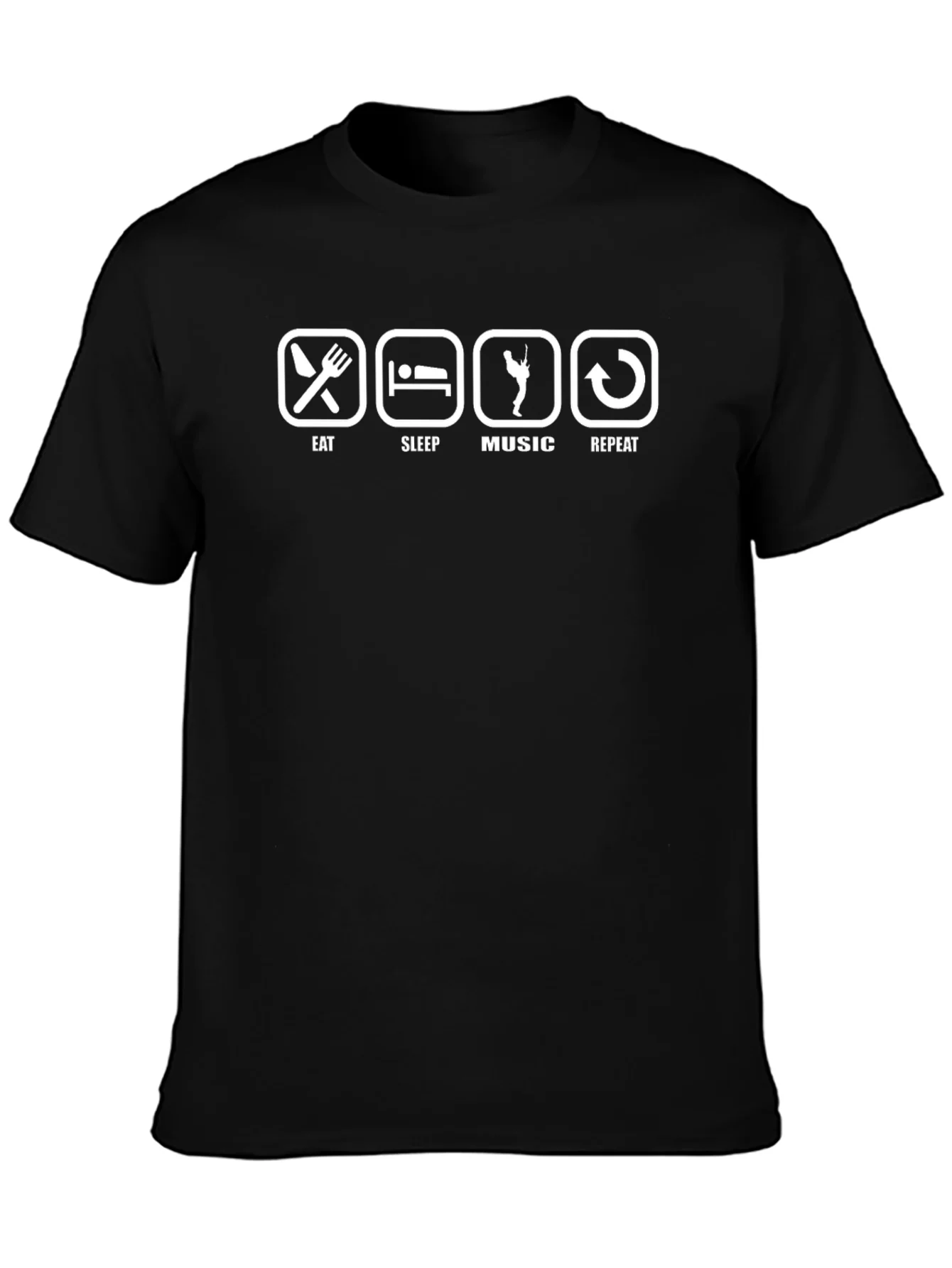 Eat Sleep Music Repeat Black T-Shirt