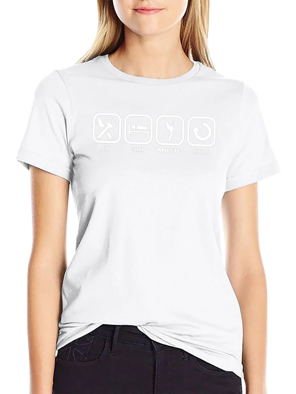 Eat Sleep Music Repeat Black T-Shirt