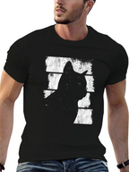 Cool Cat Silhouette Graphic Tee - Black