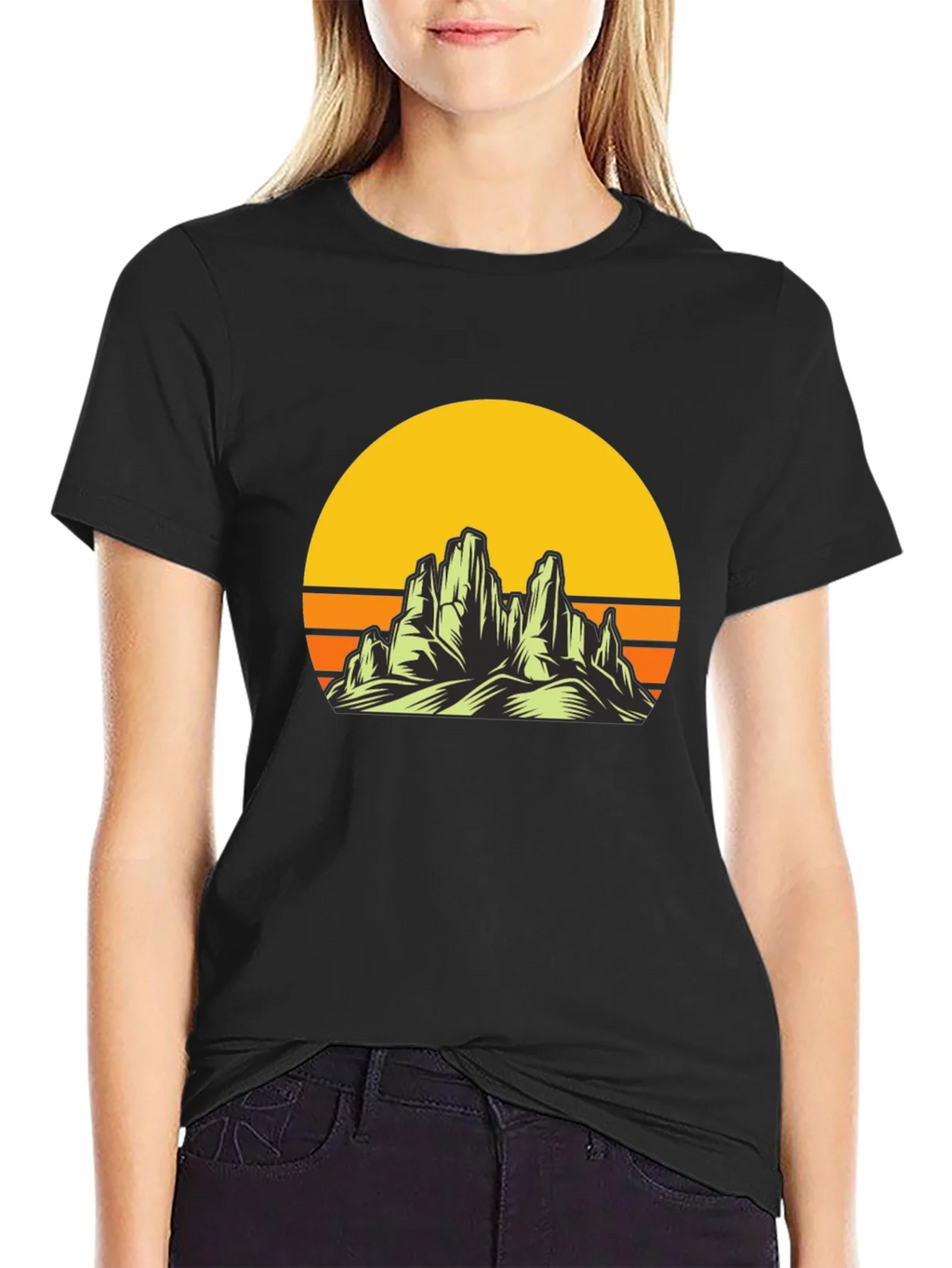 Sunset Mountain Graphic Tee - Black