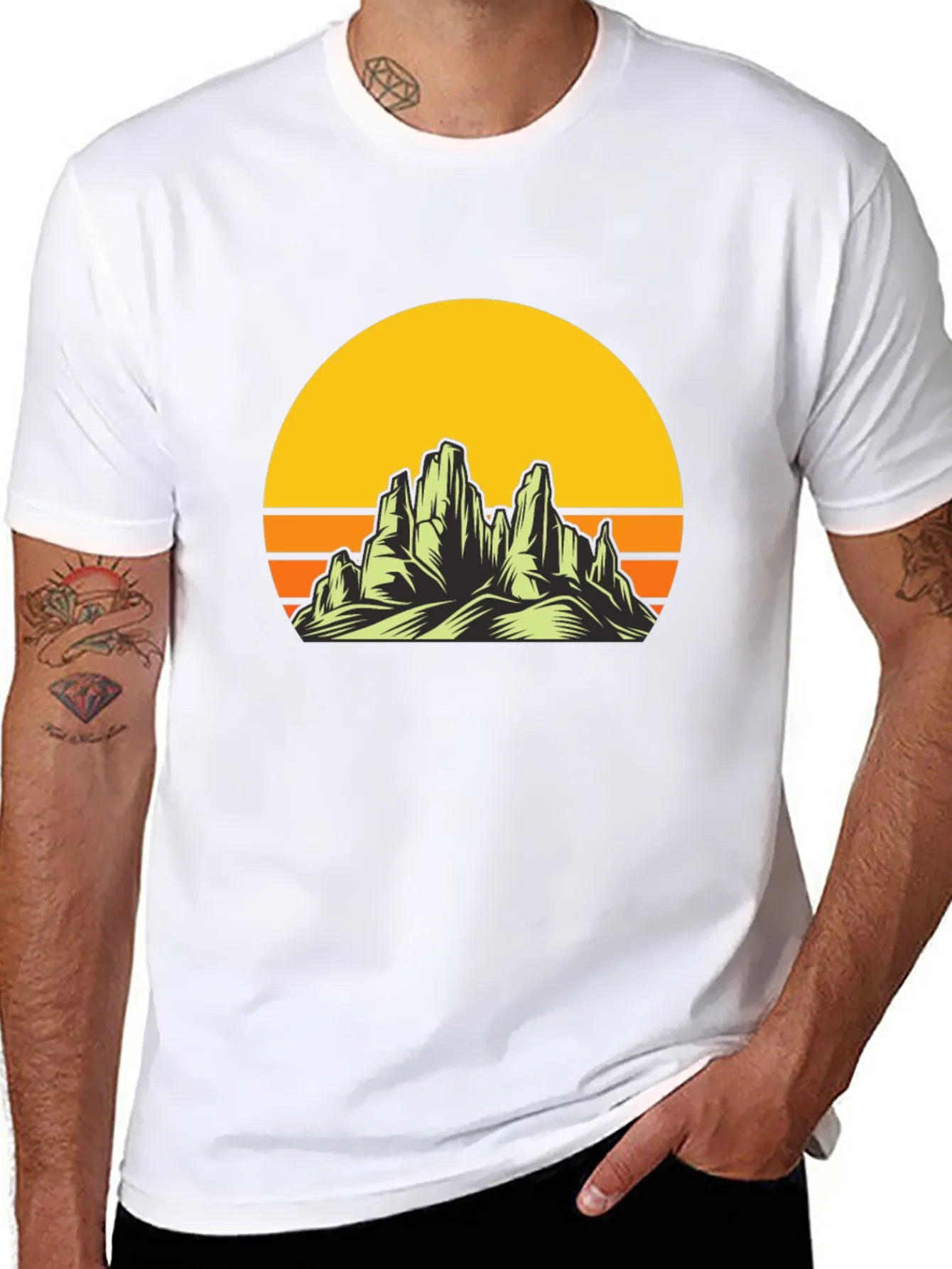 Sunset Mountain Graphic Tee - Black