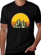 Sunset Mountain Graphic Tee - Black