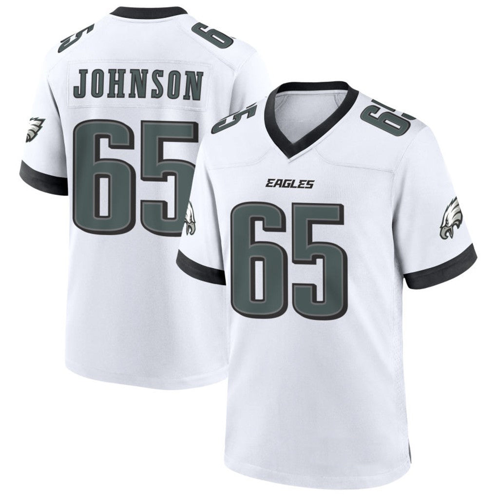 P.Eagles #65 Lane Johnson Player White Home Game Football Jerseys