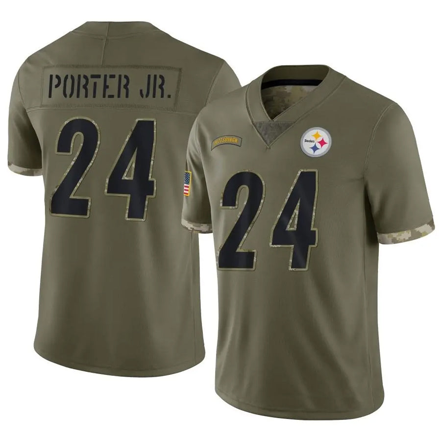 P.Steelers #24 Joey Porter Jr. Player Salute To Service Limited Olive Football Jerseys