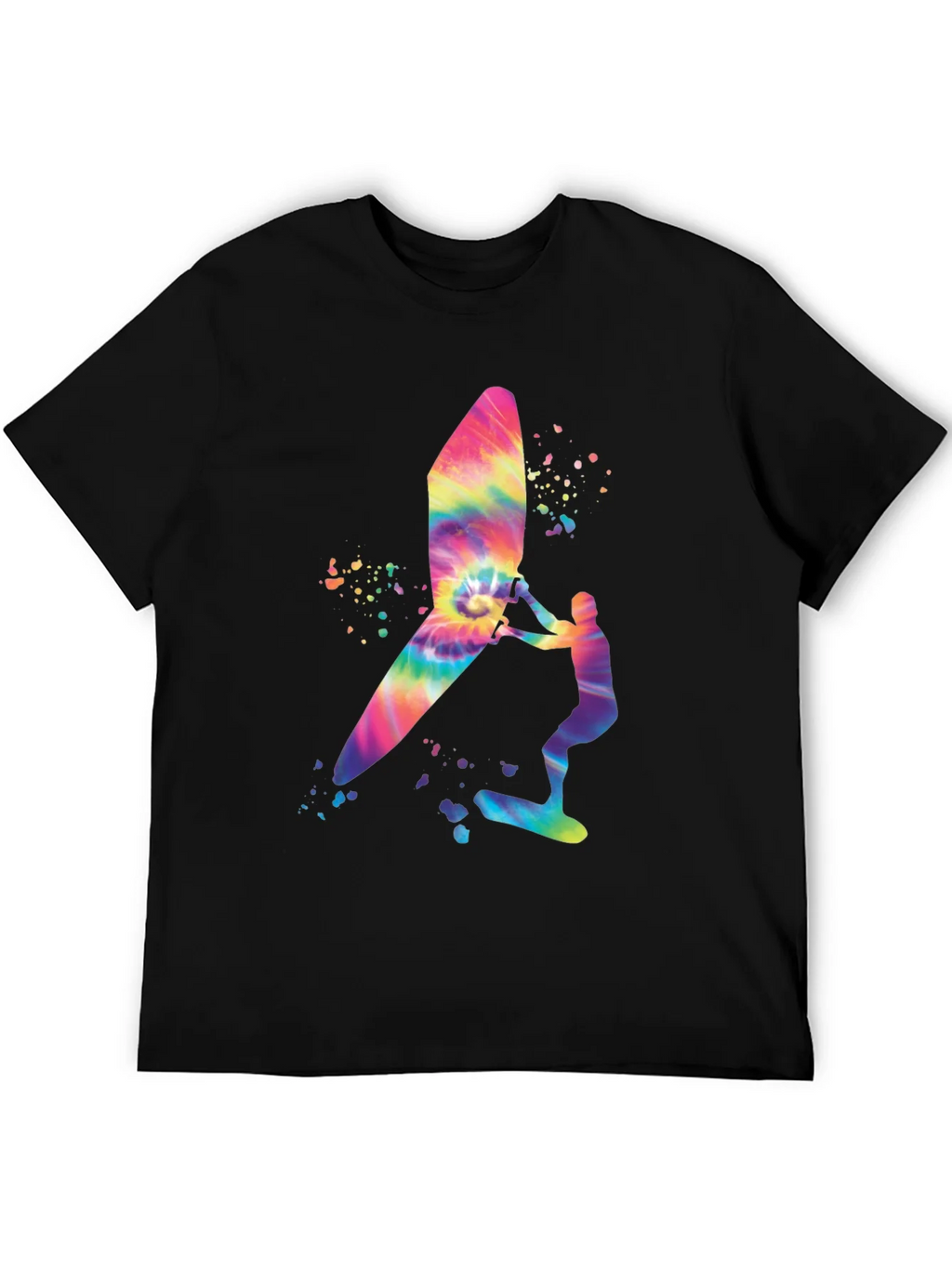 Tie-Dye Windsurfer Graphic Tee - Black Casual Shirt