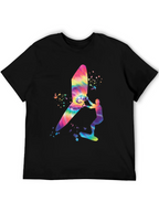 Tie-Dye Windsurfer Graphic Tee - Black Casual Shirt