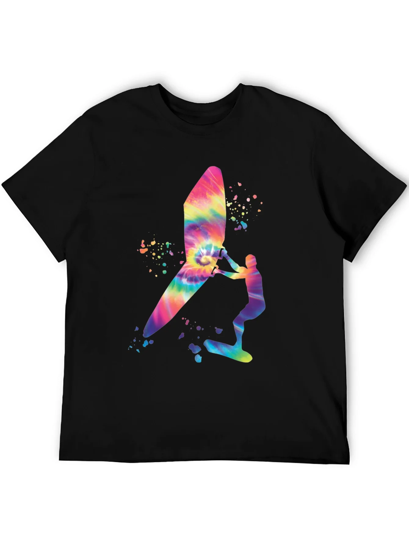Tie-Dye Windsurfer Graphic Tee - Black Casual Shirt