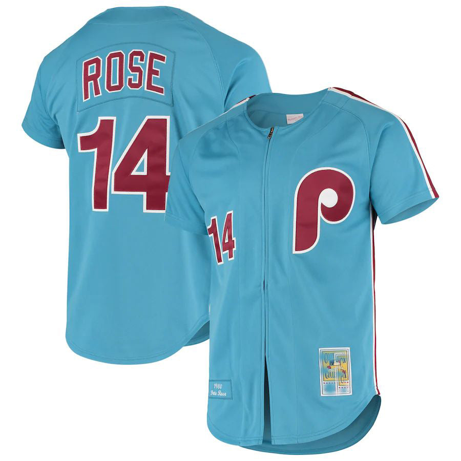 Philadelphia Phillies #14 Pete Rose  Light Blue Cooperstown Collection Authentic Jersey Baseball Jerseys