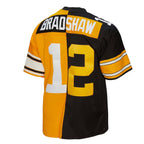 P.Steelers #12 Terry Bradshaw  1976 Split Legacy Replica Player Jersey - Black/Gold Stitched American Football Jerseys