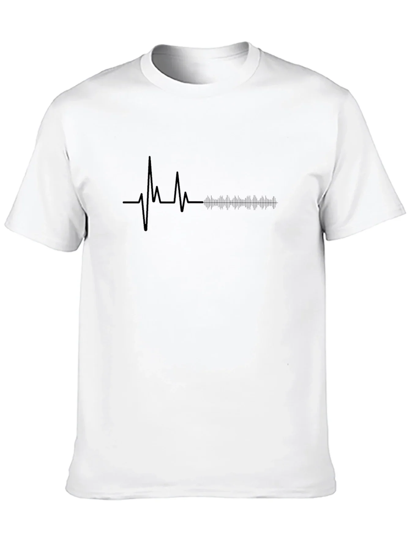 Heartbeat Rhythm Graphic Tee - Stylish Black T-Shirt