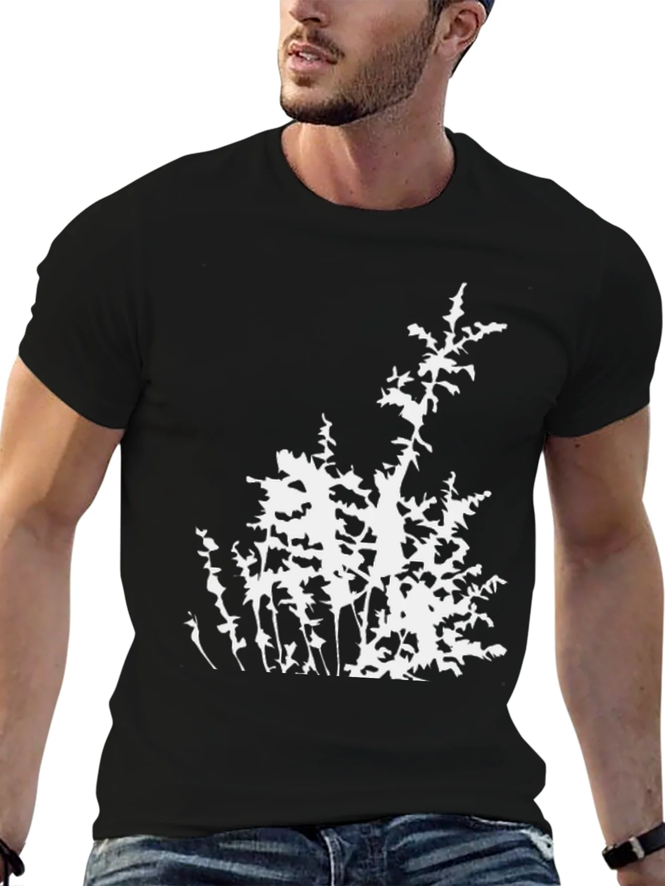 Abstract Botanical Black T-Shirt