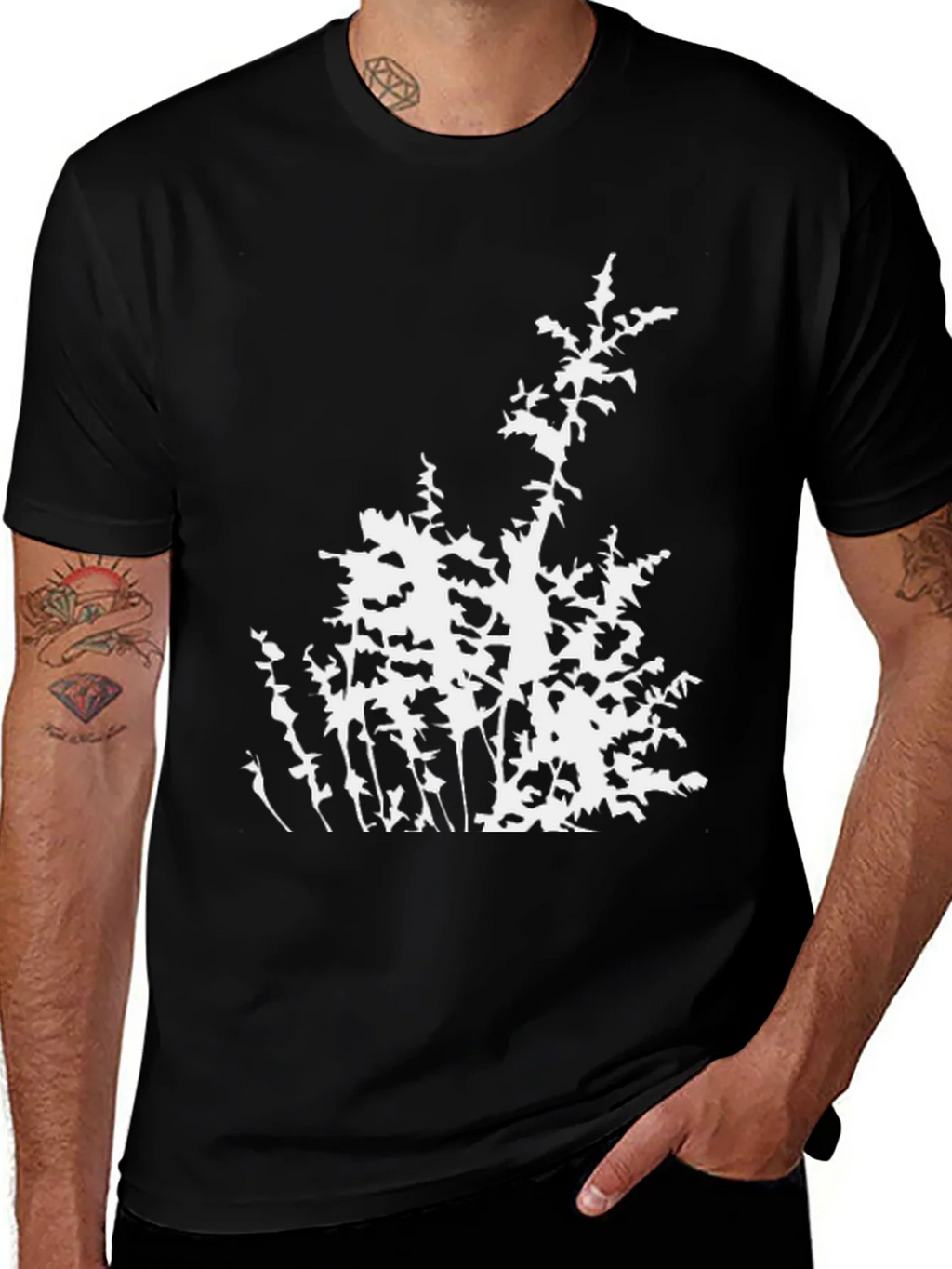 Abstract Botanical Black T-Shirt