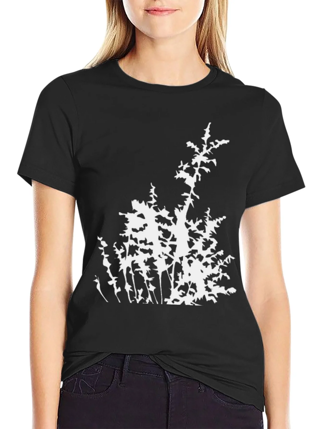 Abstract Botanical Black T-Shirt