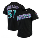Arizona Diamondbacks #51 Randy Johnson  Fashion Cooperstown Collection Mesh Batting Practice Jersey - Black Stitches Baseball Jerseys