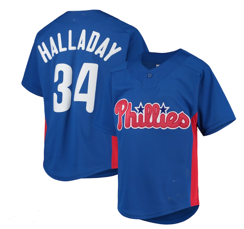 Philadelphia Phillies #34 Roy Halladay  Cooperstown Collection Mesh Batting Practice Jersey - Royal Baseball Jerseys