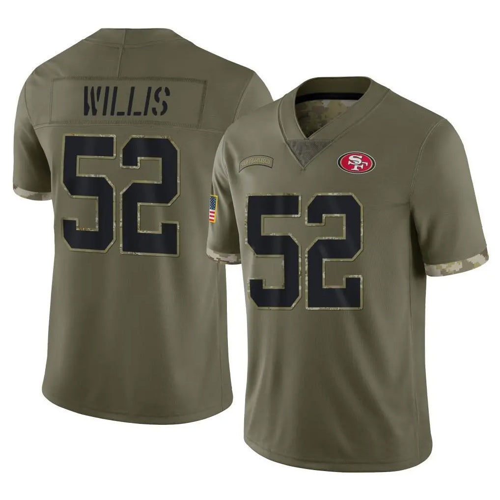 SF.49ers #52 Patrick Willis Player Salute To Service Olive Football Jerseys