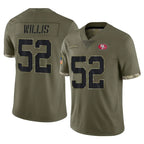 SF.49ers #52 Patrick Willis Player Salute To Service Olive Football Jerseys