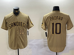 San Diego Padres #10 Jurickson Profar Khaki Team Logo Cool Base Stitched Baseball Jersey