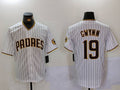 San Diego Padres #19 Tony Gwynn White Team Logo Stitched Cool Base Baseball Jersey