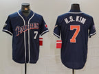 San Diego Padres #7 Ha Seong Kim Navy Player Number Cooperstown Cool Base Stitched Baseball Jersey