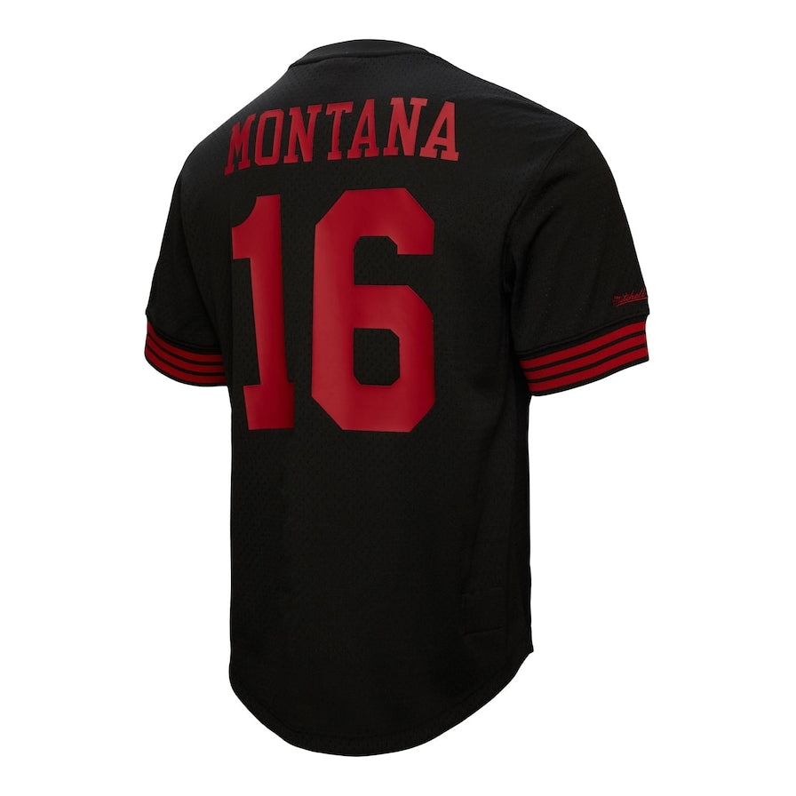 SF.49ers #16 Joe Montana  Black Retired Player Mesh Top American Football Jersey