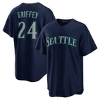 Seattle Mariners #24 Ken Griffey Jr. Alternate Replica Player Jersey - Navy Stitched Baseball Jersey